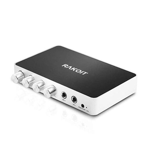 Image of 4K HDMI Karaoke Mixer Amplifier - RAKOIT Portable Digital Stereo Audio Echo System Machine with 2 Mics